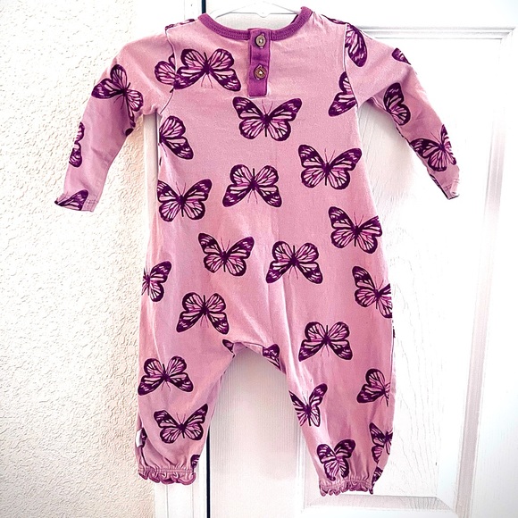 Burt’s Bees Girls Purple Butterflies Onesie 0-3M - Picture 2 of 4